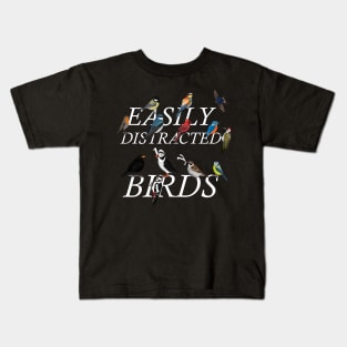 Easily Distracted by Birds Illustration Kids T-Shirt